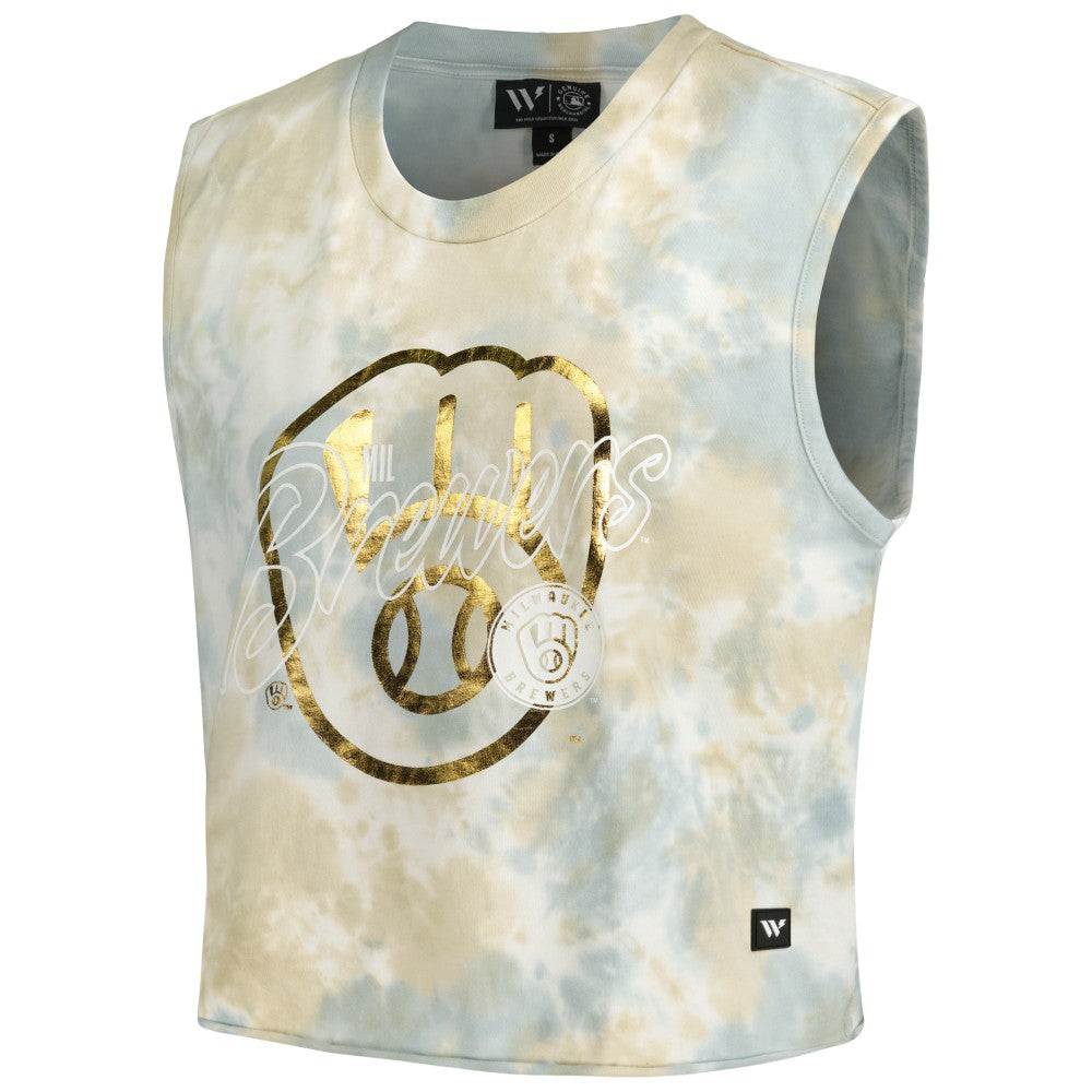 MLB Milwaukee Brewers The Wild Collective Women's Washed Muscle Tank Top