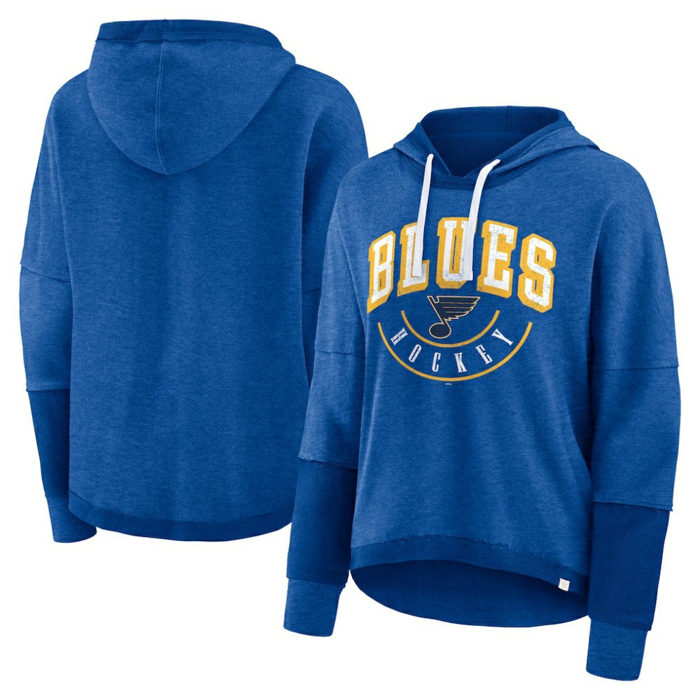 NHL Heather Blue St. Louis Blues Fanatics Women's Lux Lounge Helmet Arch Pullover Hoodie