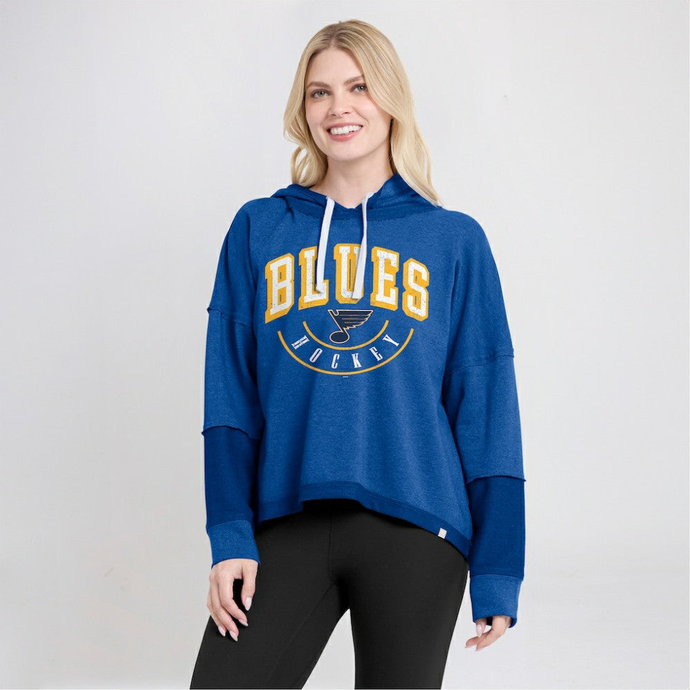 NHL Heather Blue St. Louis Blues Fanatics Women's Lux Lounge Helmet Arch Pullover Hoodie