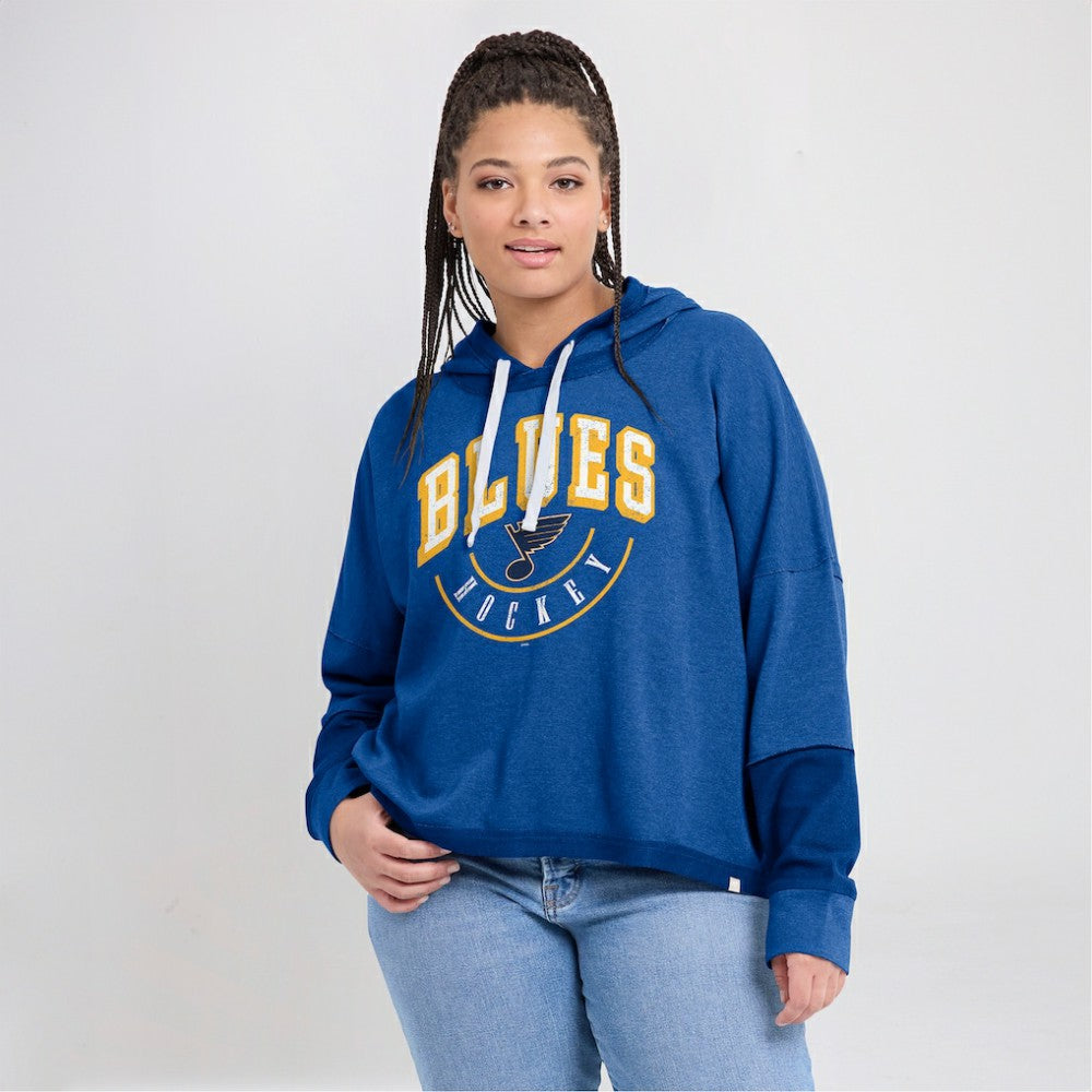 NHL Heather Blue St. Louis Blues Fanatics Women's Lux Lounge Helmet Arch Pullover Hoodie