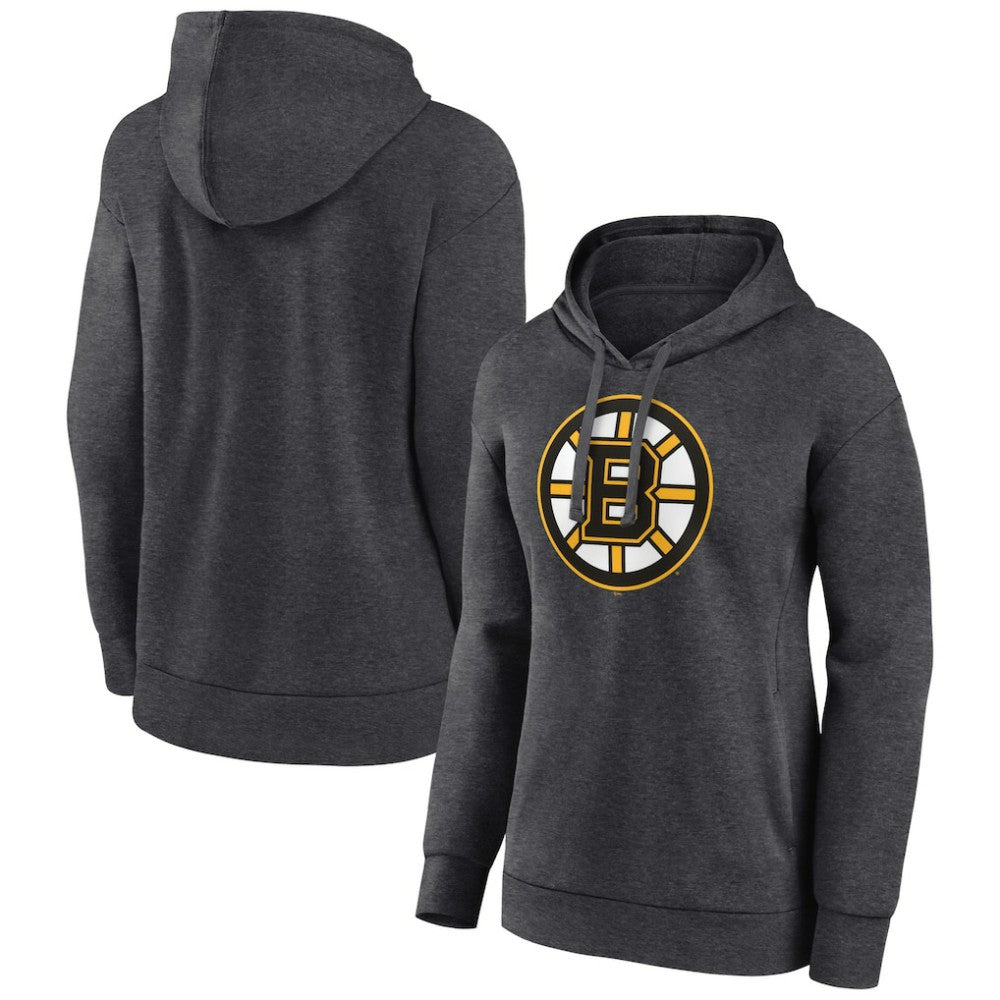 NHL Charcoal Boston Bruins Women's Primary Logo Pullover Hoodie