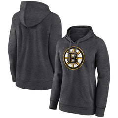 NHL Charcoal Boston Bruins Women's Primary Logo Pullover Hoodie