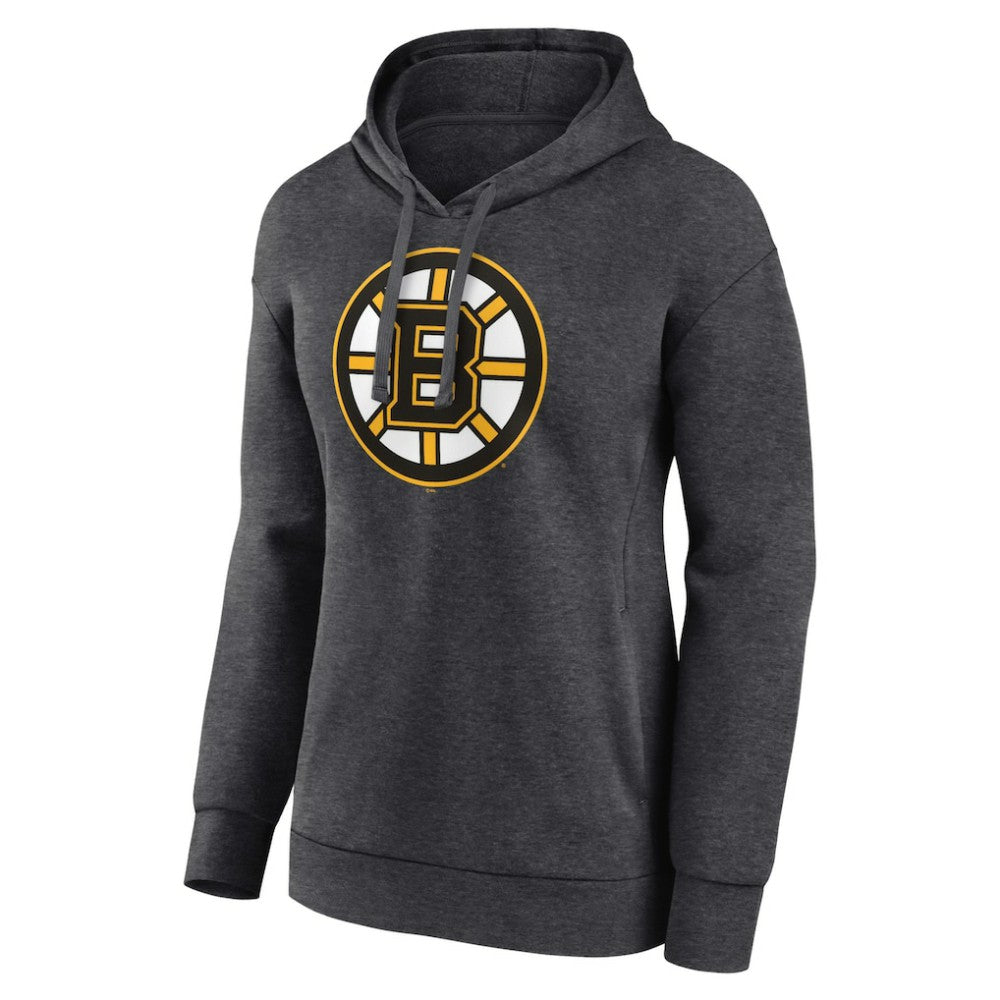 NHL Charcoal Boston Bruins Women's Primary Logo Pullover Hoodie