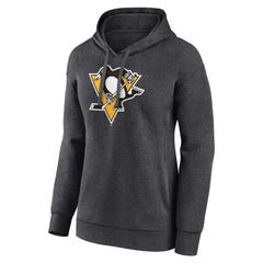 NHL Charcoal Pittsburgh Penguins Women's Primary Logo Pullover Hoodie