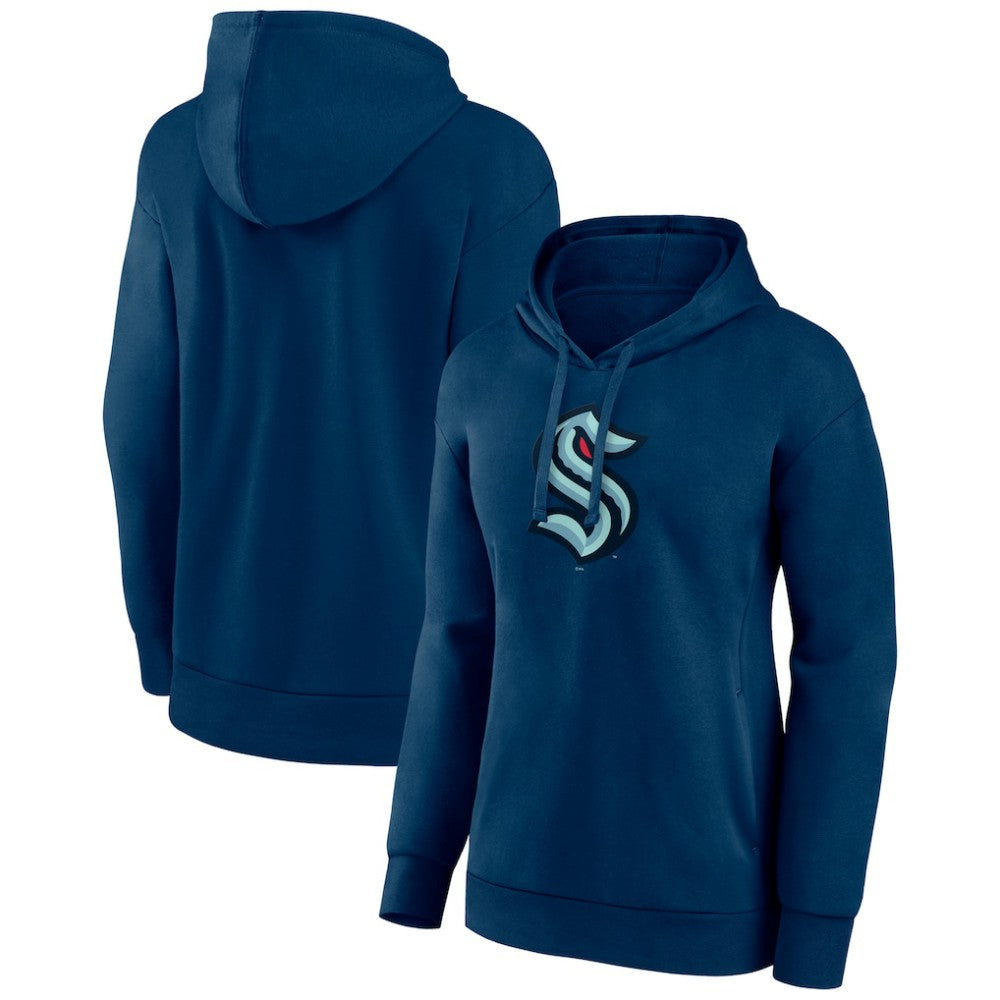 NHL Deep Sea Blue Seattle Kraken Women's Primary Logo Pullover Hoodie