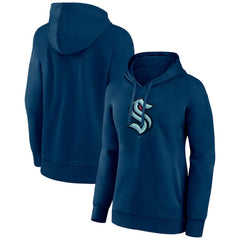 NHL Deep Sea Blue Seattle Kraken Women's Primary Logo Pullover Hoodie
