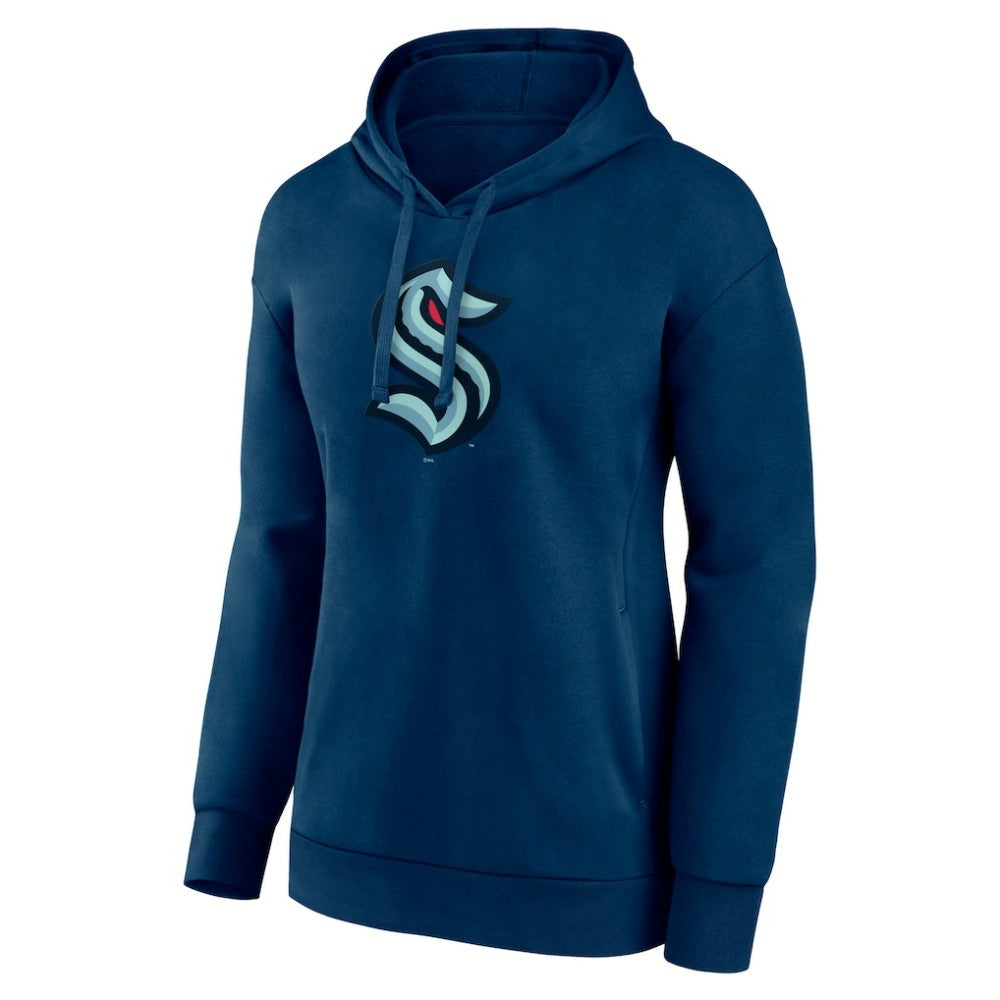 NHL Deep Sea Blue Seattle Kraken Women's Primary Logo Pullover Hoodie