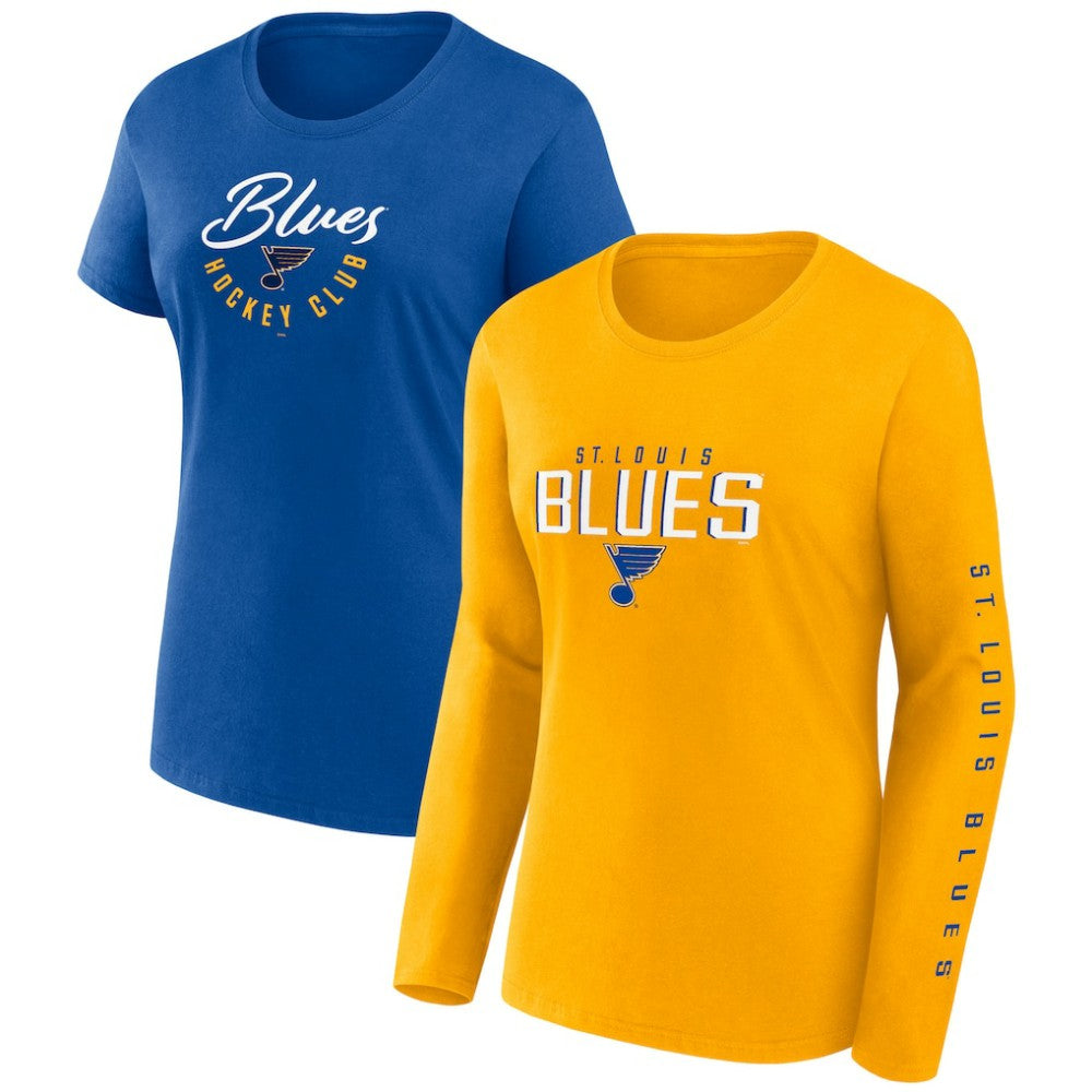 NHL Blue St. Louis Blues Fanatics Women's Long and Short Sleeve Two-Pack T-Shirt Set