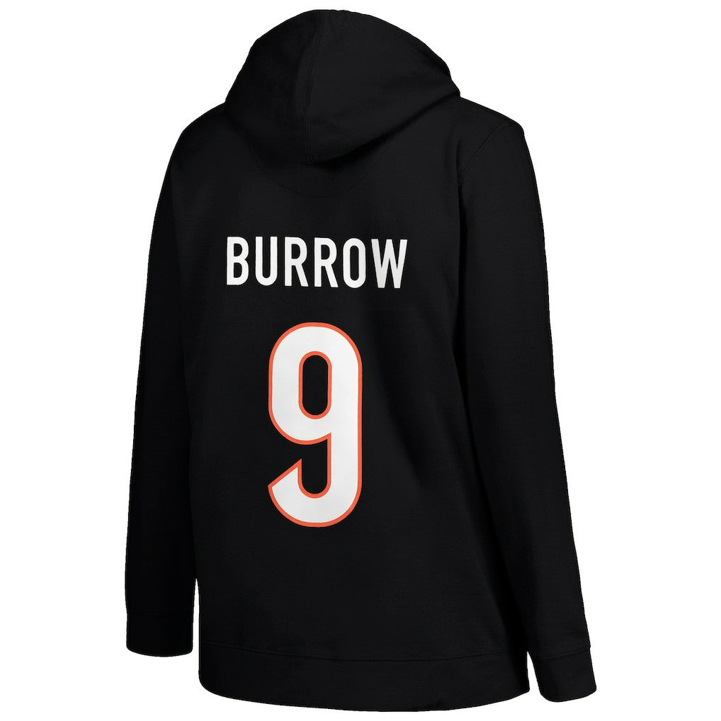 Joe Burrow  Profile Women's Plus Size Player Name & Number Pullover Hoodie - Cincinnati Bengals