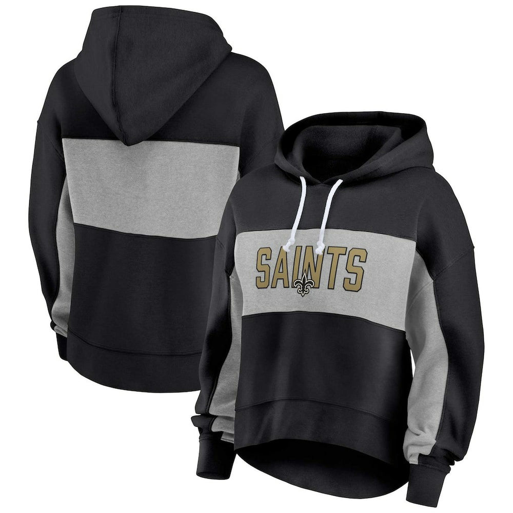 Women's Filled Stat Sheet Lighweight Modest Crop Hoodie - New Orleans Saints
