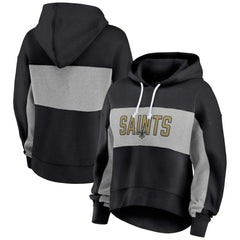 Women's Filled Stat Sheet Lighweight Modest Crop Hoodie - New Orleans Saints