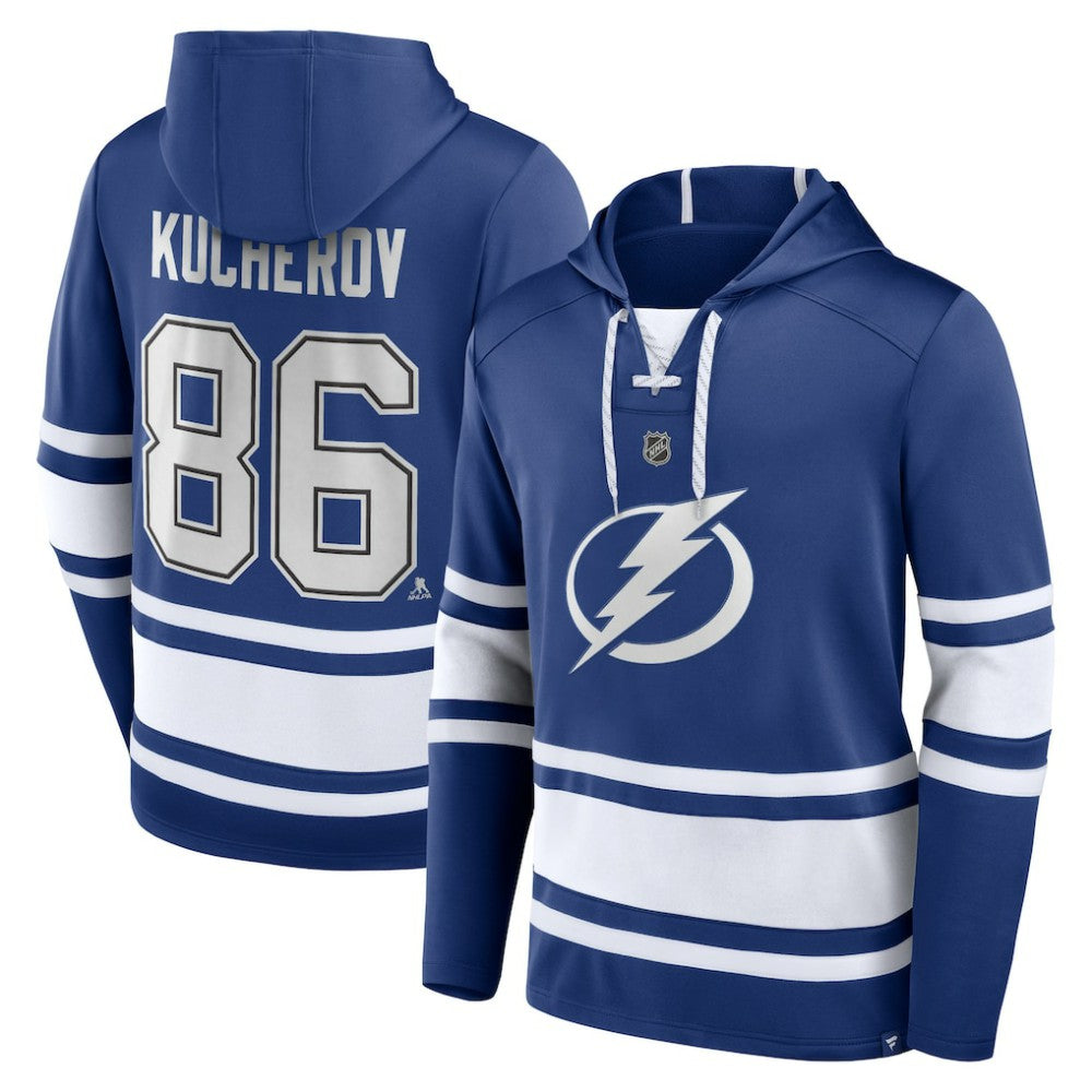 NHL Blue Nikita Kucherov Tampa Bay Lightning Fanatics Name & Number Lace-Up Pullover Hoodie
