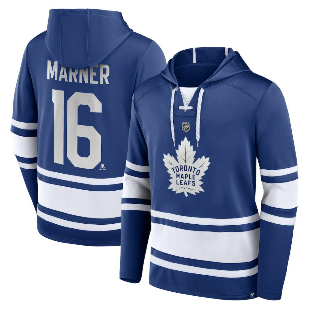 NHL Blue Mitch Marner Toronto Maple Leafs Fanatics Name & Number Lace-Up Pullover Hoodie