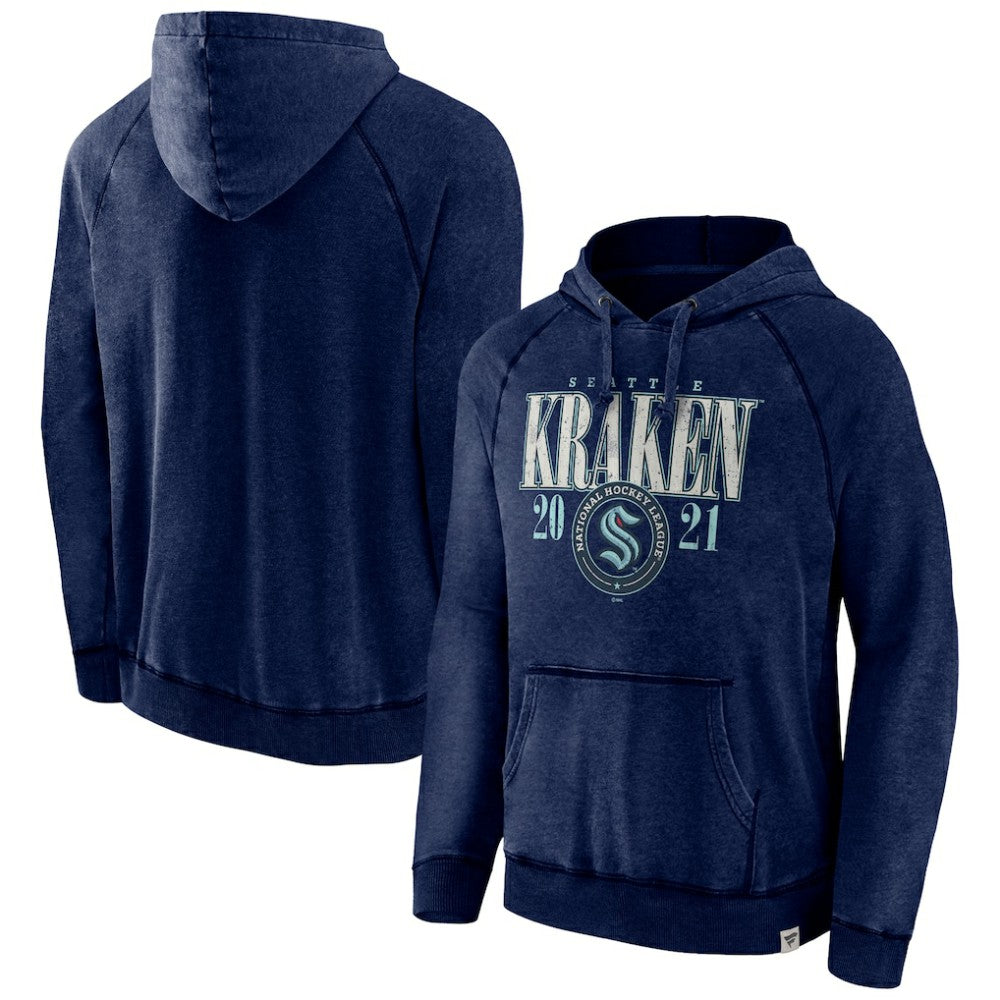 NHL Heather Deep Sea Blue Seattle Kraken Fanatics Shoulder-To-Shoulder Raglan Pullover Hoodie