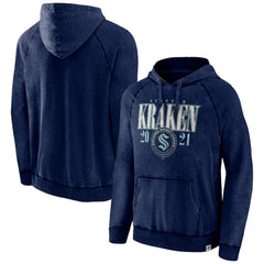 NHL Heather Deep Sea Blue Seattle Kraken Fanatics Shoulder-To-Shoulder Raglan Pullover Hoodie