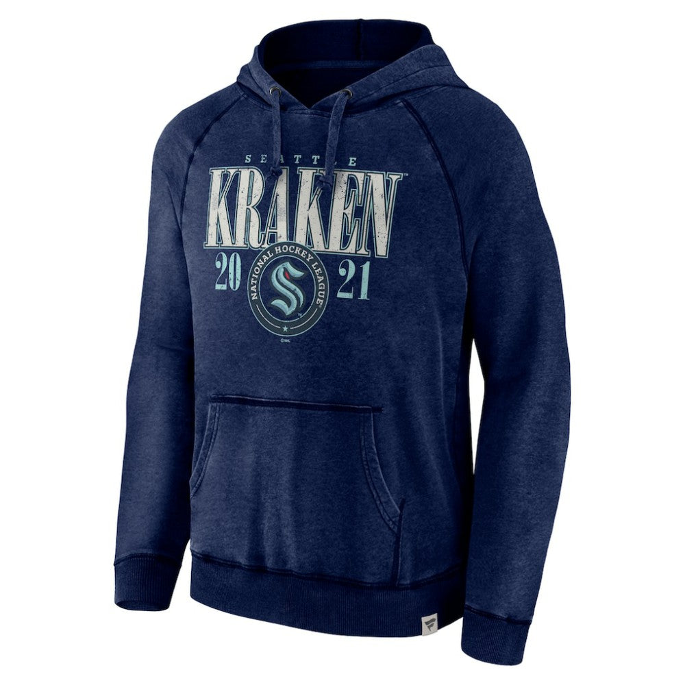 NHL Heather Deep Sea Blue Seattle Kraken Fanatics Shoulder-To-Shoulder Raglan Pullover Hoodie