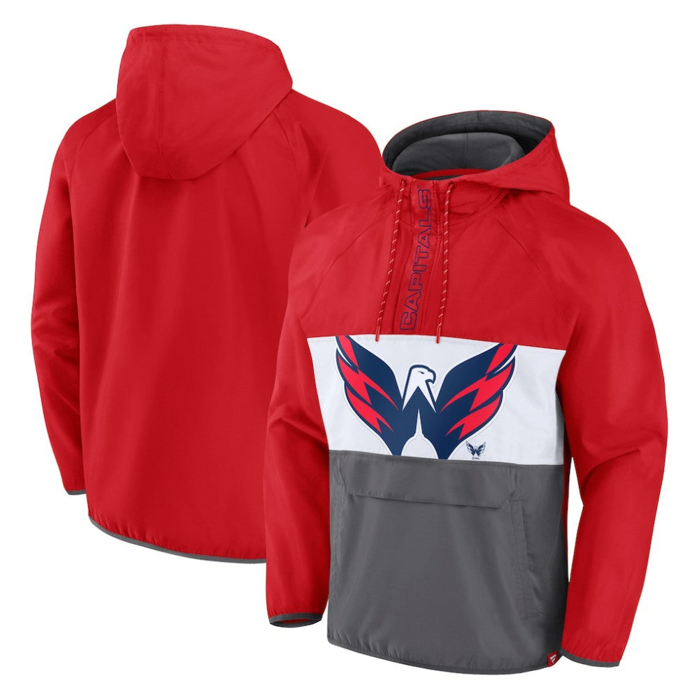 NHL Red Washington Capitals Fanatics Flagrant Foul Anorak Raglan Half-Zip Hoodie Jacket