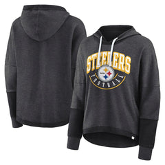 Women's Lightewight Modest Crop Lounge Helmet Arch Pullover Hoodie - Pittsburgh Steelers