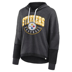 Women's Lightewight Modest Crop Lounge Helmet Arch Pullover Hoodie - Pittsburgh Steelers
