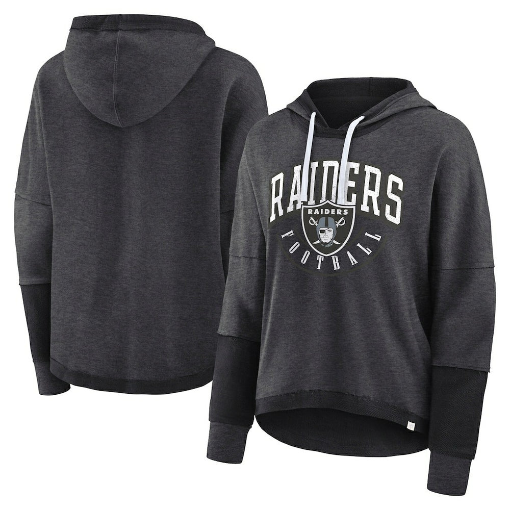 Women's Lightewight Modest Crop Lounge Helmet Arch Pullover Hoodie - Las Vegas Raiders