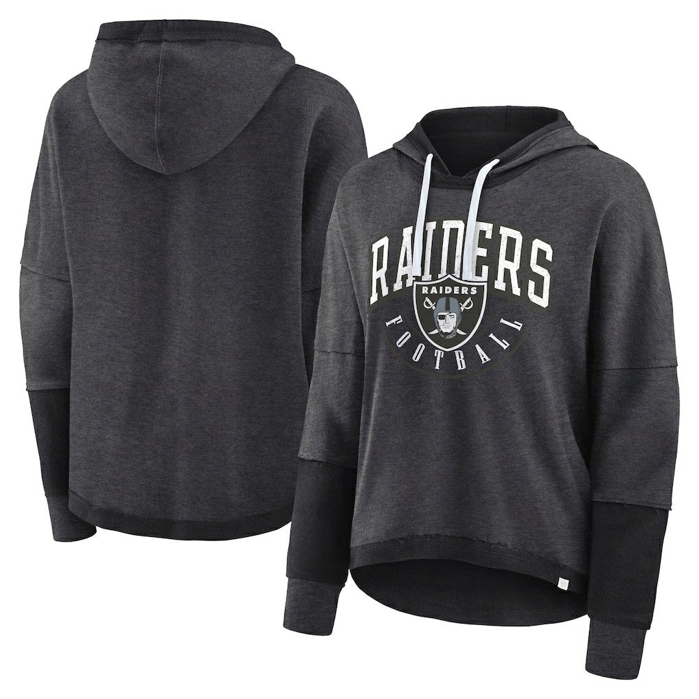 Women's Lightewight Modest Crop Lounge Helmet Arch Pullover Hoodie - Las Vegas Raiders