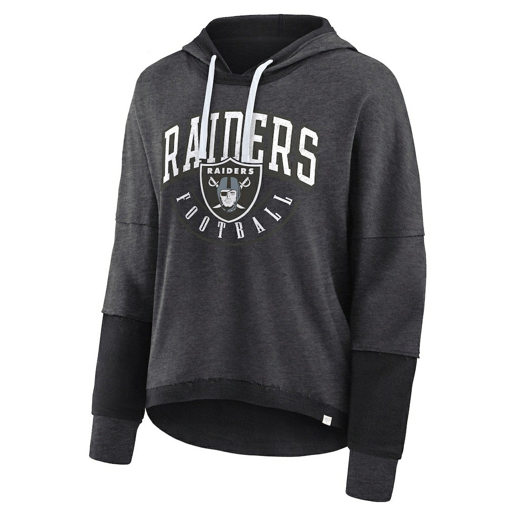 Women's Lightewight Modest Crop Lounge Helmet Arch Pullover Hoodie - Las Vegas Raiders