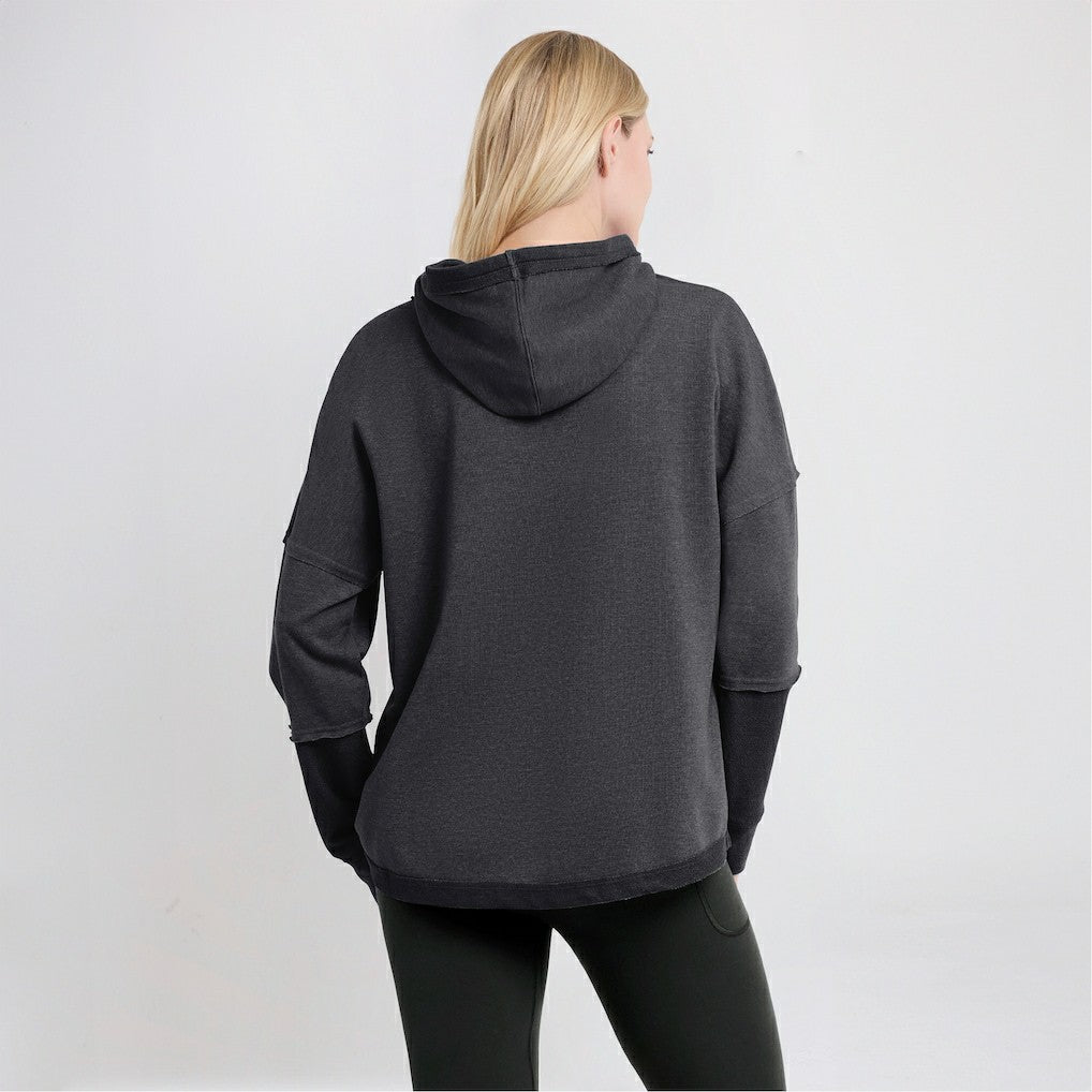 Women's Lightewight Modest Crop Lounge Helmet Arch Pullover Hoodie - Cleveland Browns