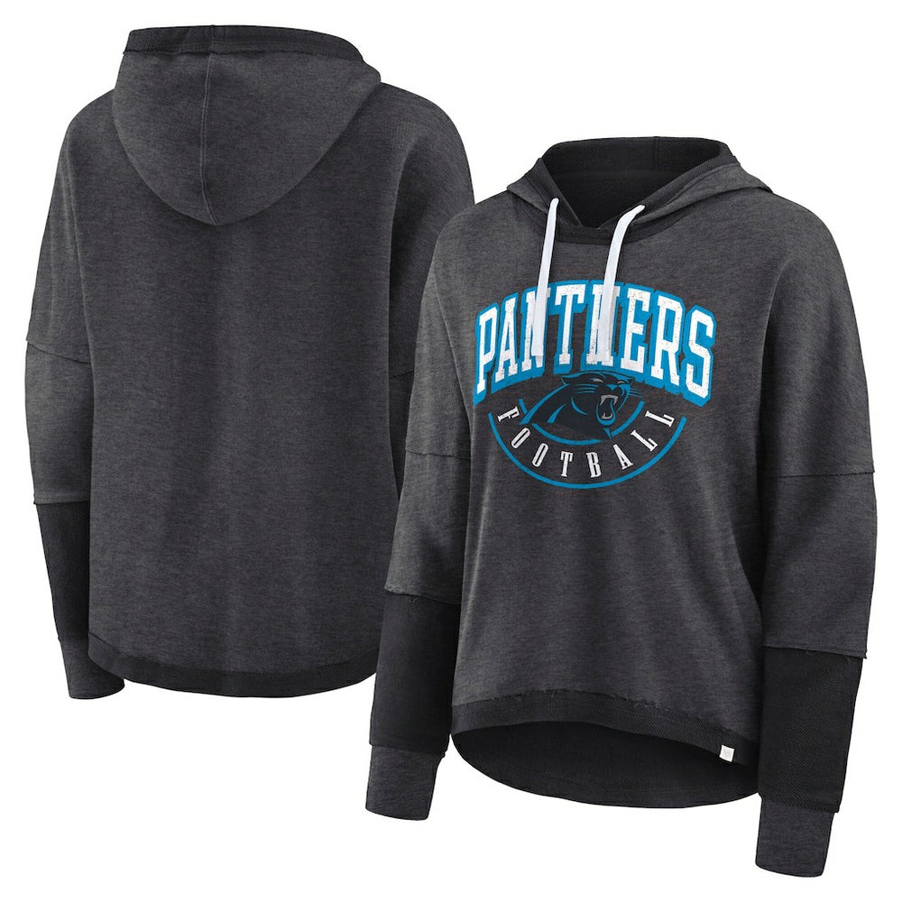 Women's Lightewight Modest Crop Lounge Helmet Arch Pullover Hoodie - Carolina Panthers