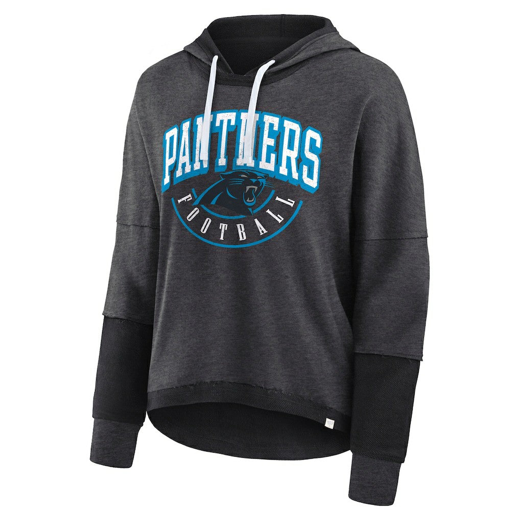 Women's Lightewight Modest Crop Lounge Helmet Arch Pullover Hoodie - Carolina Panthers
