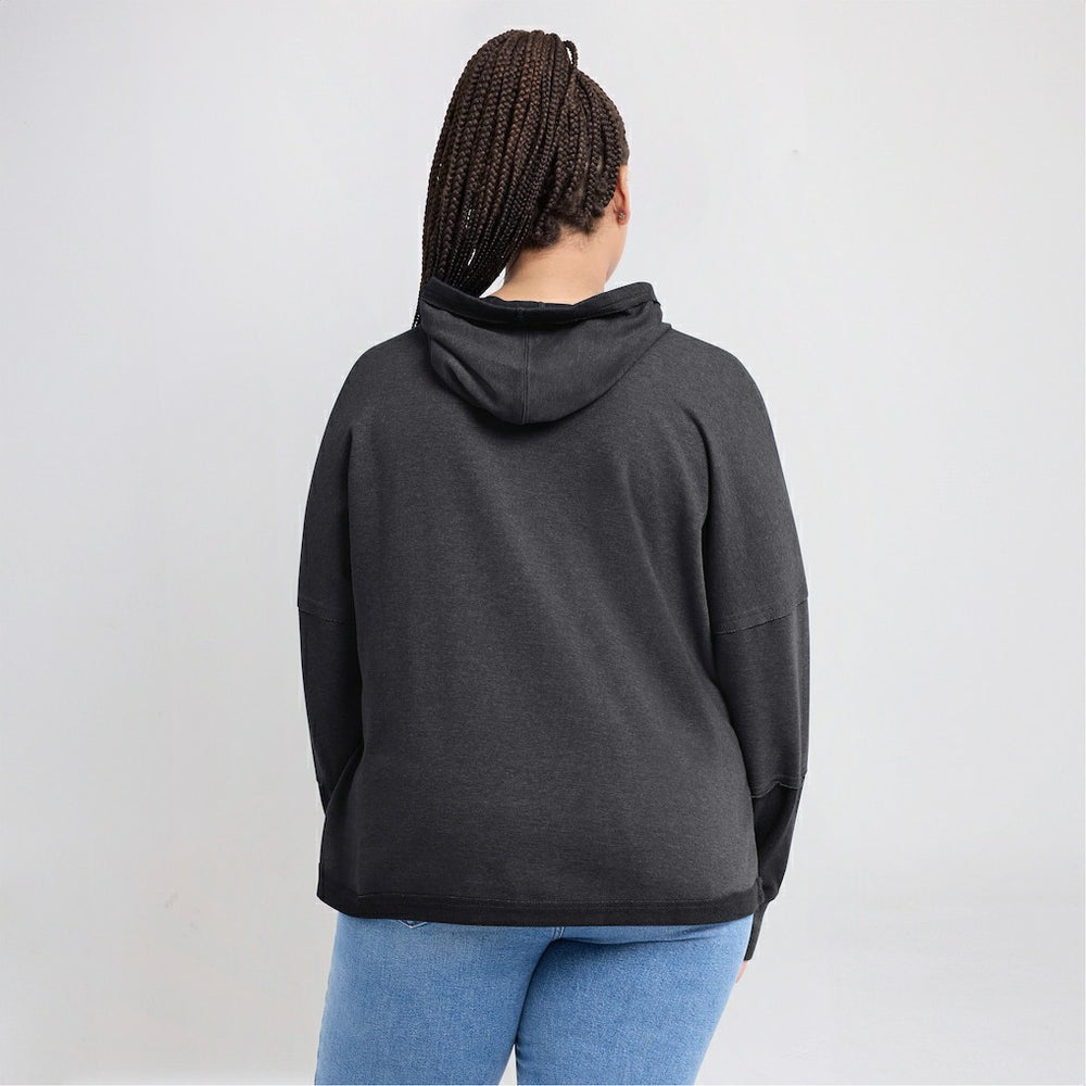 Women's Lightewight Modest Crop Lounge Helmet Arch Pullover Hoodie - Carolina Panthers
