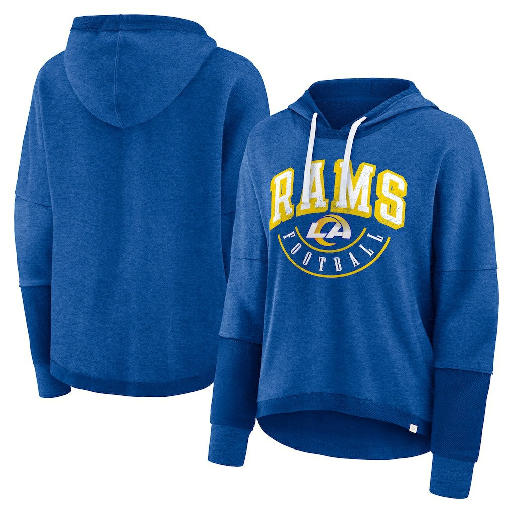 Women's Lightewight Modest Crop Lounge Helmet Arch Pullover Hoodie - Los Angeles Rams