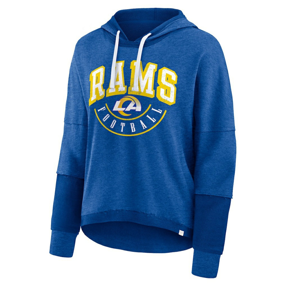 Women's Lightewight Modest Crop Lounge Helmet Arch Pullover Hoodie - Los Angeles Rams