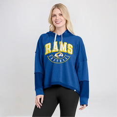 Women's Lightewight Modest Crop Lounge Helmet Arch Pullover Hoodie - Los Angeles Rams