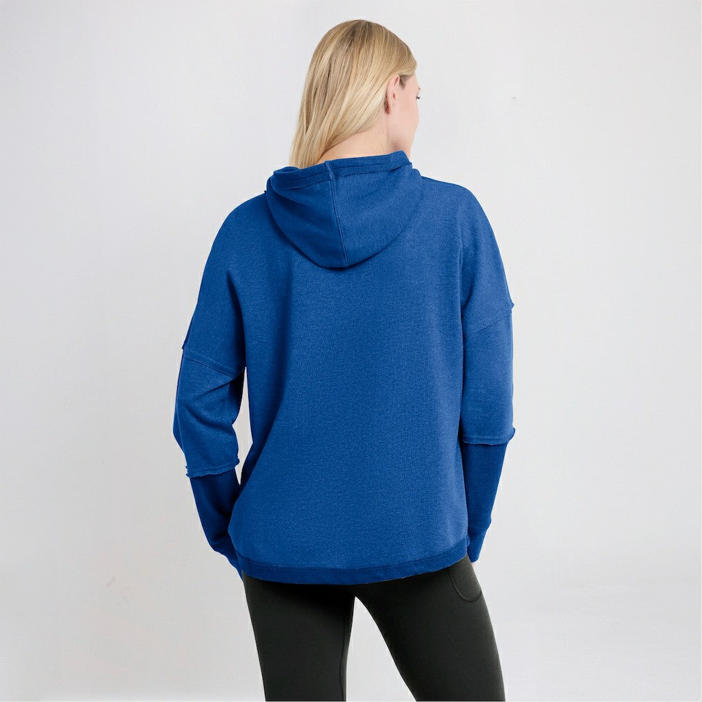 Women's Lightewight Modest Crop Lounge Helmet Arch Pullover Hoodie - Los Angeles Rams
