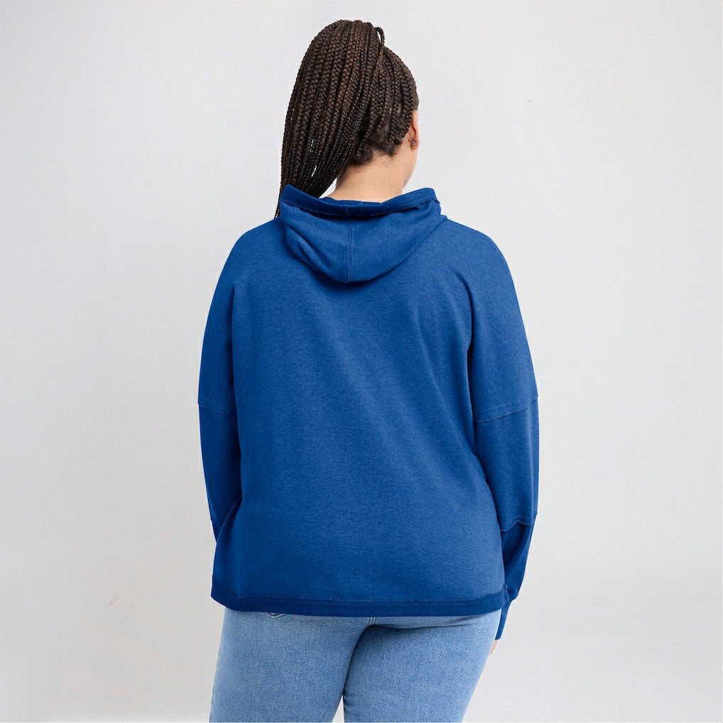 Women's Lightewight Modest Crop Lounge Helmet Arch Pullover Hoodie - Los Angeles Rams