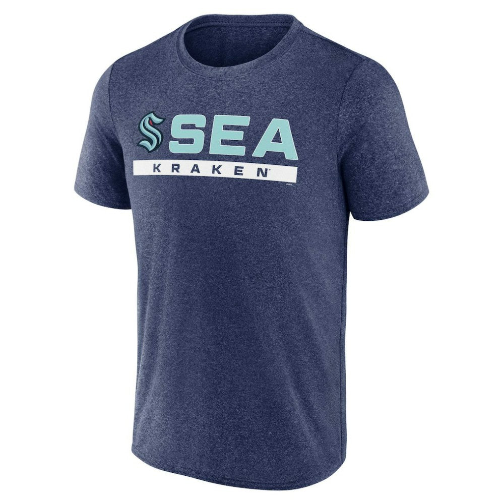 NHL Heather Deep Sea Blue Seattle Kraken Fanatics Playmaker T-Shirt