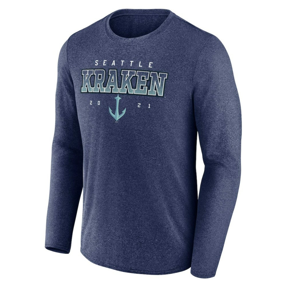 NHL Heather Deep Sea Blue Seattle Kraken Fanatics Long Sleeve T-Shirt