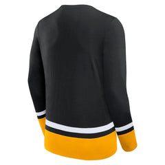 NHL Black Boston Bruins Fanatics Back Pass Lace-Up Long Sleeve T-Shirt
