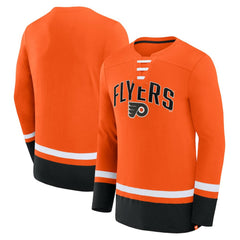 NHL Orange Philadelphia Flyers Fanatics Back Pass Lace-Up Long Sleeve T-Shirt