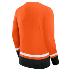 NHL Orange Philadelphia Flyers Fanatics Back Pass Lace-Up Long Sleeve T-Shirt