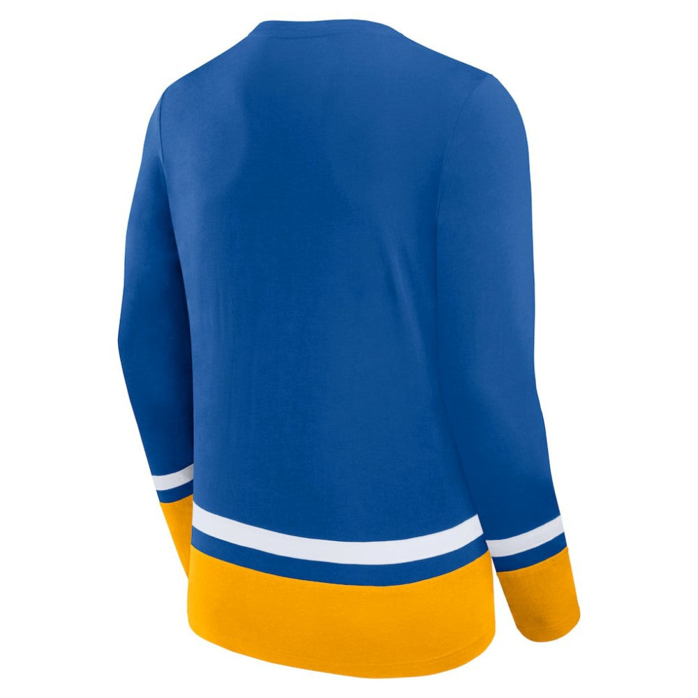NHL Blue St. Louis Blues Fanatics Back Pass Lace-Up Long Sleeve T-Shirt