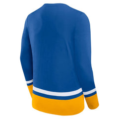NHL Blue St. Louis Blues Fanatics Back Pass Lace-Up Long Sleeve T-Shirt
