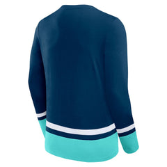 NHL Deep Sea Blue Seattle Kraken Fanatics Back Pass Lace-Up Long Sleeve T-Shirt