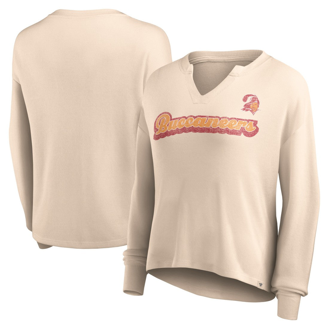 Women's Go For It Notch Neck Waffle Knit Lightweight Long Sleeve T-Shirt - Tampa Bay Buccaneers