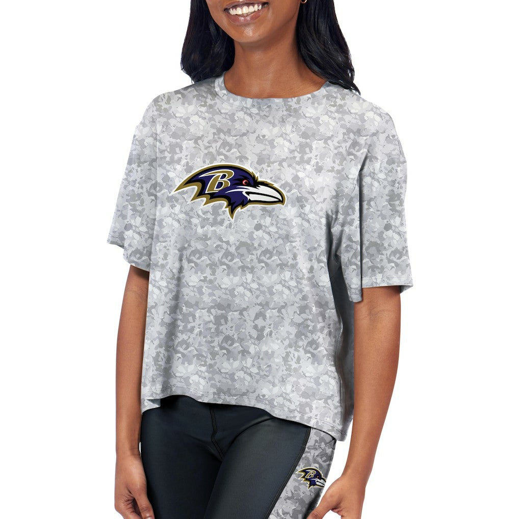 Certo Women's Cropped Turnout T-Shirt - Baltimore Ravens