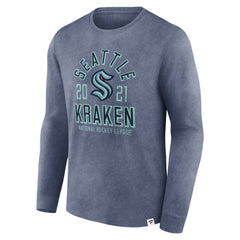 NHL Heather Deep Sea Blue Seattle Kraken Fanatics Keep The Zone Long Sleeve T-Shirt