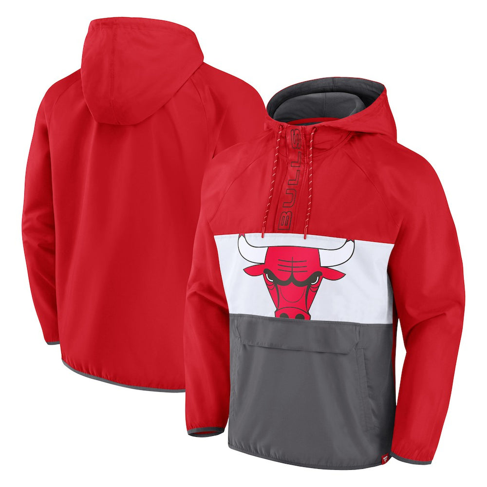NBA Chicago Bulls Anorak Flagrant Foul Color-Block Raglan Hoodie Half-Zip Jacket