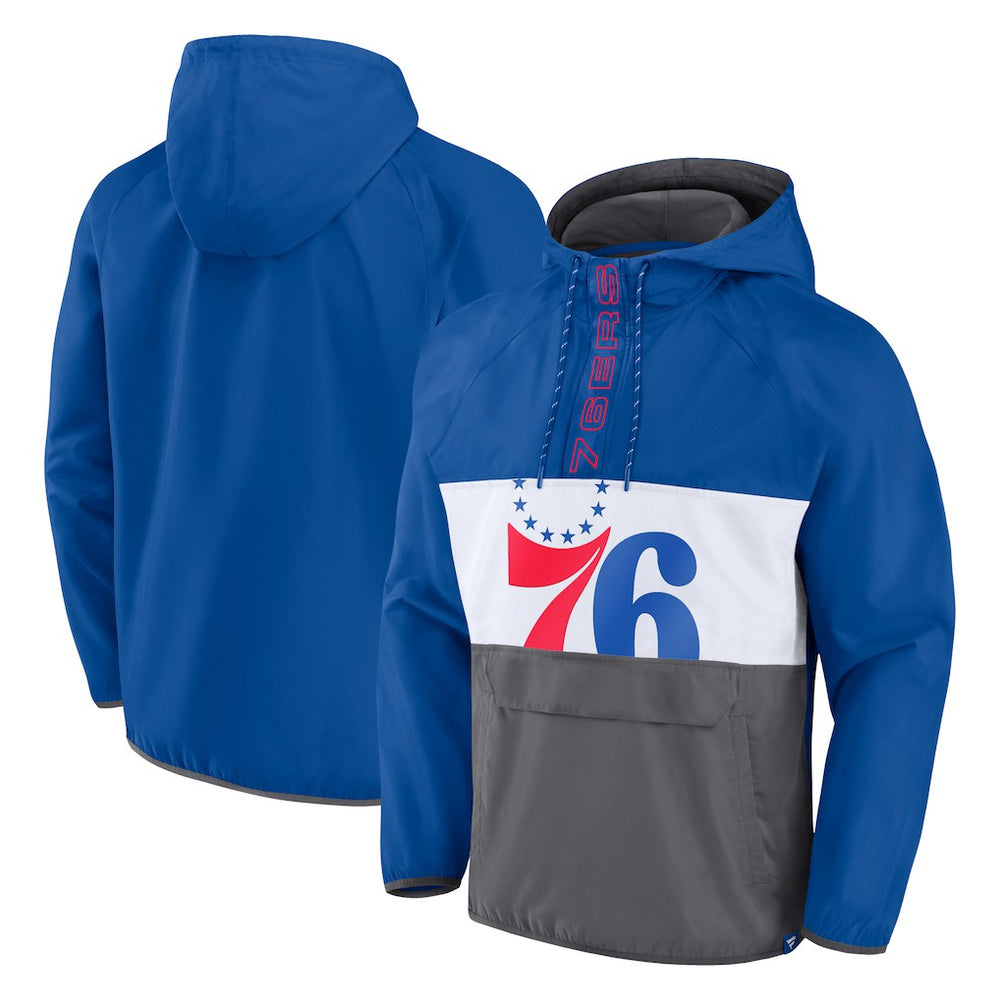 NBA Philadelphia 76ers Anorak Flagrant Foul Color-Block Raglan Hoodie Half-Zip Jacket