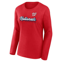 MLB Washington Nationals Fanatics Women's Run The Bases Long Sleeve T-Shirt & Cuffed Knit Hat with Pom Combo Set