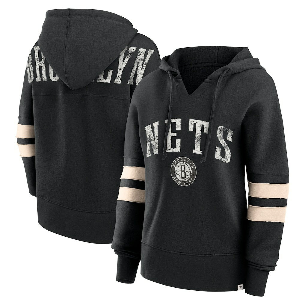 NBA Brooklyn Nets Women's Bold Move Dolman V-Neck High Hip Hoodie